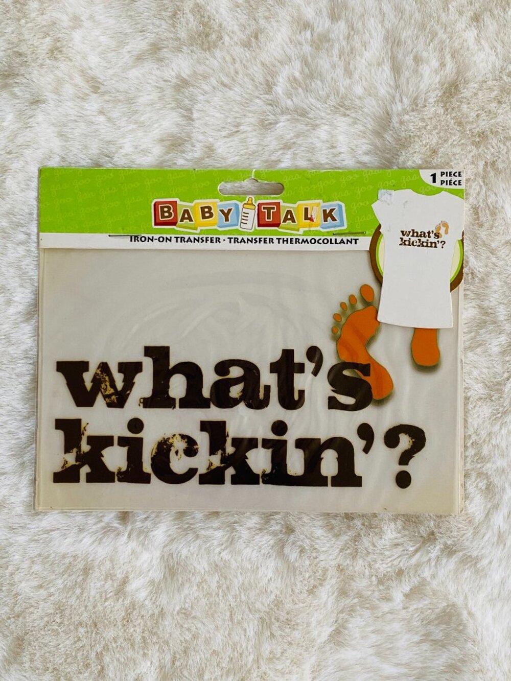 Iron-On Transfer Maternity Theme Pregnancy "What's Kicking?" NEW in Package